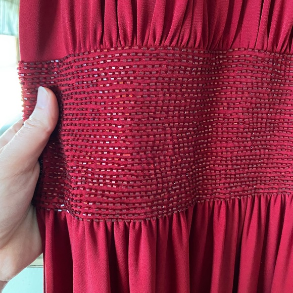 EUC Red dress with waist and lower hem embellishments - Picture 5 of 10